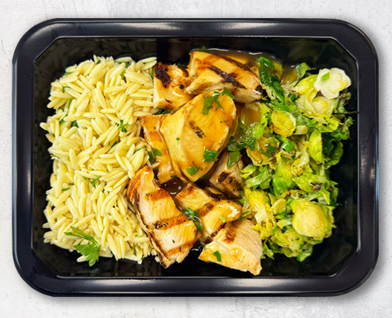 Lemon Chicken w Brussels & Orzo